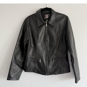 Vintage Y2K Rafaella Jeans Black Vegan Leather Jacket - Medium